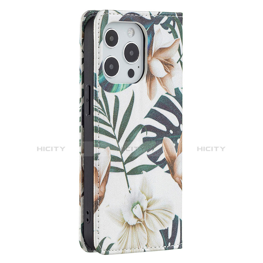 Funda de Cuero Cartera con Soporte Flores Carcasa L01 para Apple iPhone 13 Pro Max Multicolor