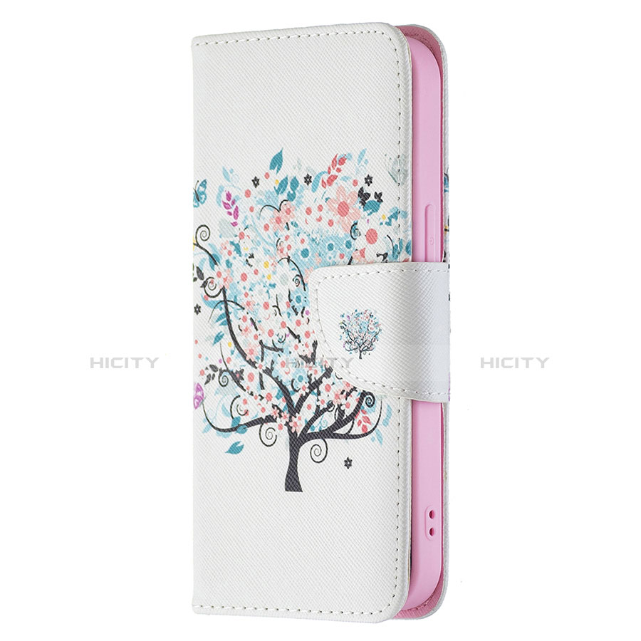 Funda de Cuero Cartera con Soporte Flores Carcasa L01 para Apple iPhone 14 Plus Multicolor