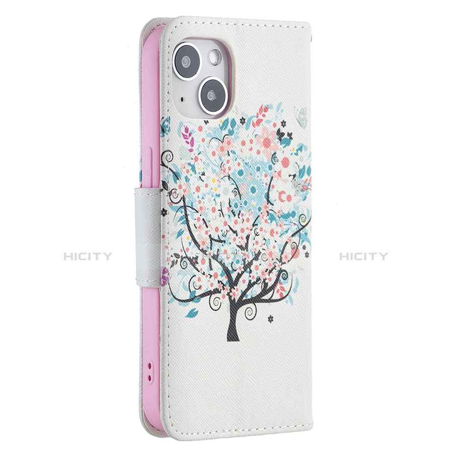 Funda de Cuero Cartera con Soporte Flores Carcasa L01 para Apple iPhone 14 Plus Multicolor