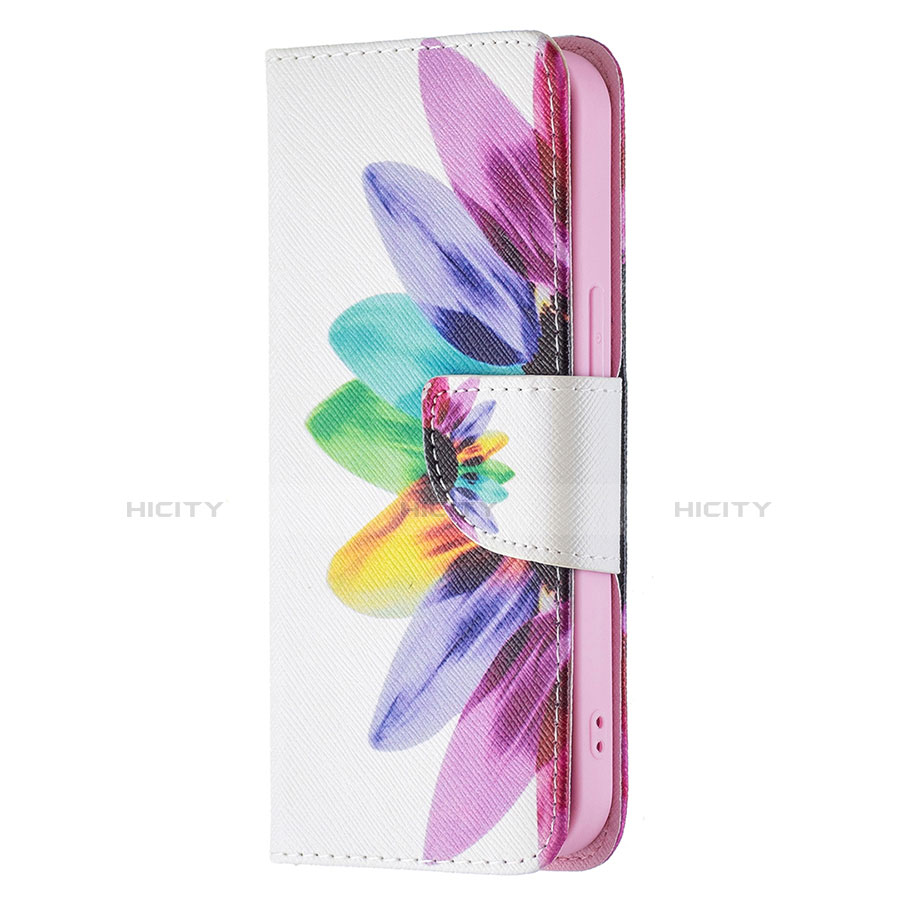 Funda de Cuero Cartera con Soporte Flores Carcasa L01 para Apple iPhone 14 Vistoso