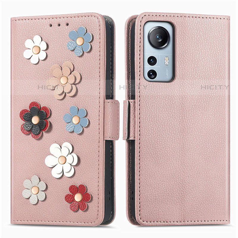 Funda de Cuero Cartera con Soporte Flores Carcasa L01 para Xiaomi Mi 12S Pro 5G