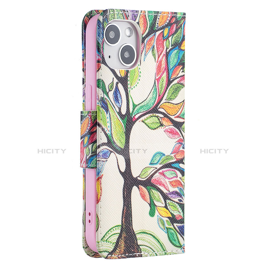 Funda de Cuero Cartera con Soporte Flores Carcasa L02 para Apple iPhone 13 Mini Multicolor