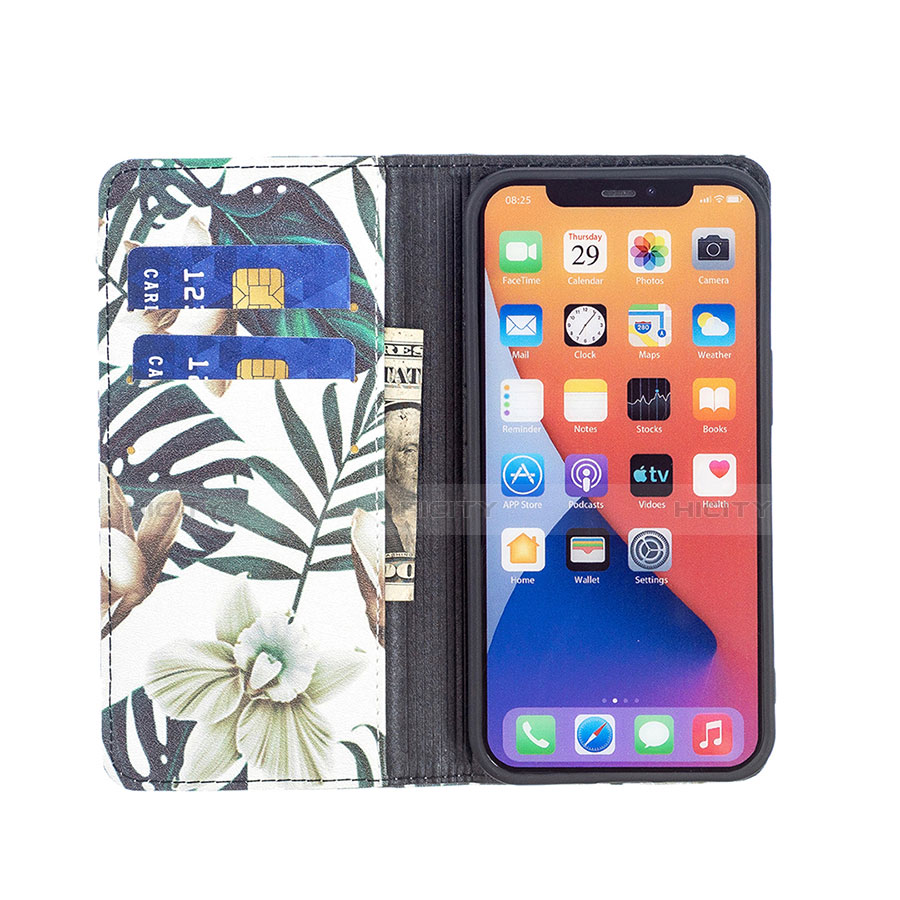 Funda de Cuero Cartera con Soporte Flores Carcasa para Apple iPhone 13 Mini Multicolor