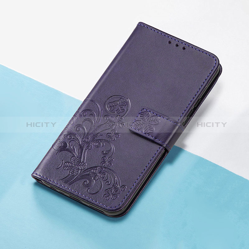 Funda de Cuero Cartera con Soporte Flores Carcasa para Huawei P40 Pro Morado