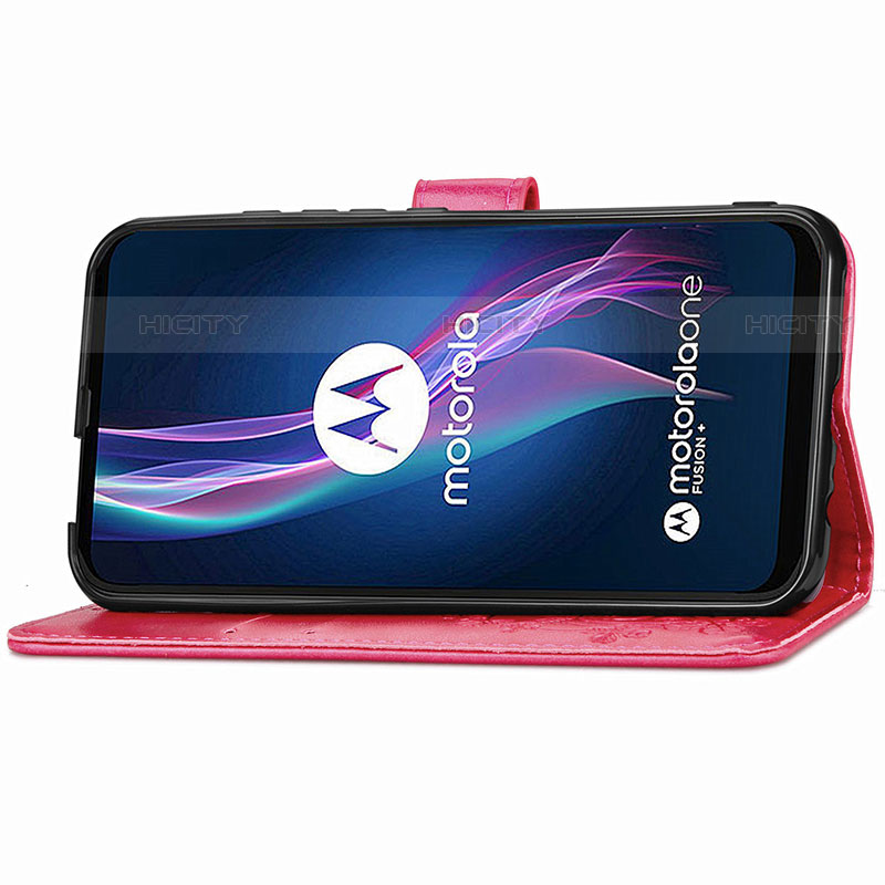 Funda de Cuero Cartera con Soporte Flores Carcasa para Motorola Moto One Fusion Plus