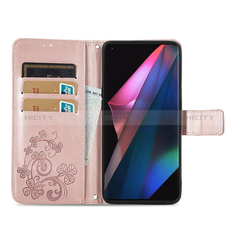 Funda de Cuero Cartera con Soporte Flores Carcasa para Oppo Find X3 5G