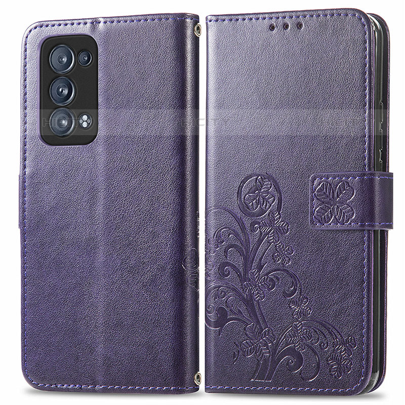 Funda de Cuero Cartera con Soporte Flores Carcasa para Oppo Reno6 Pro 5G