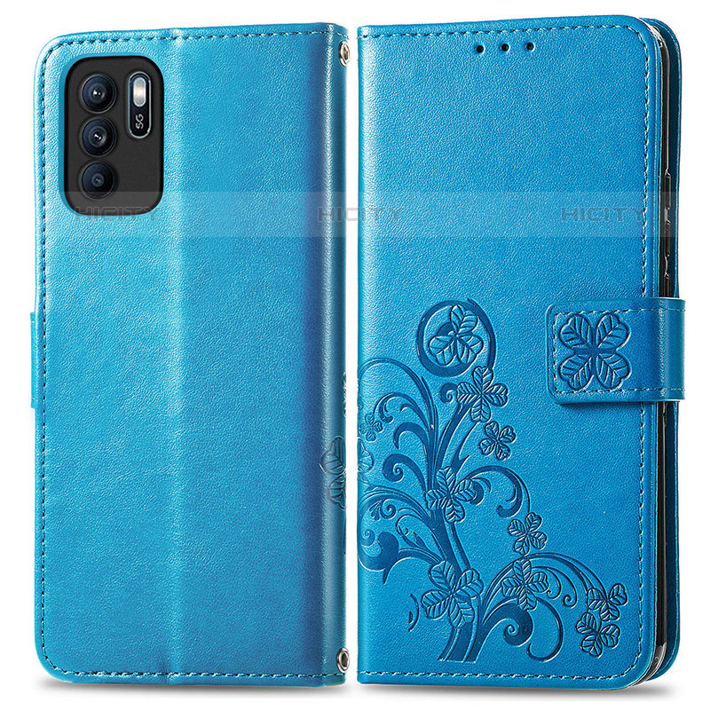 Funda de Cuero Cartera con Soporte Flores Carcasa para Oppo Reno6 Z 5G