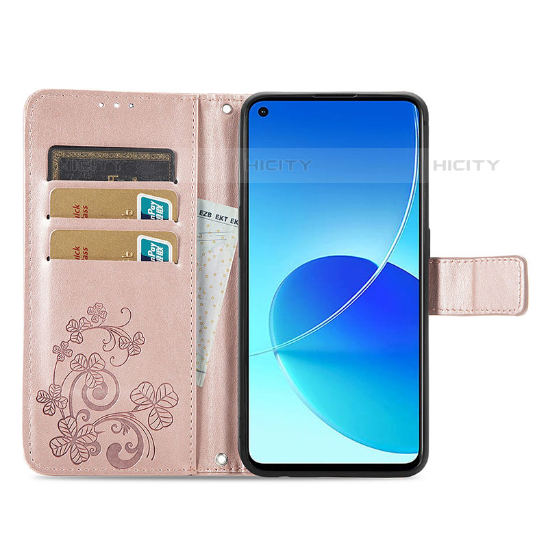 Funda de Cuero Cartera con Soporte Flores Carcasa para Oppo Reno6 Z 5G