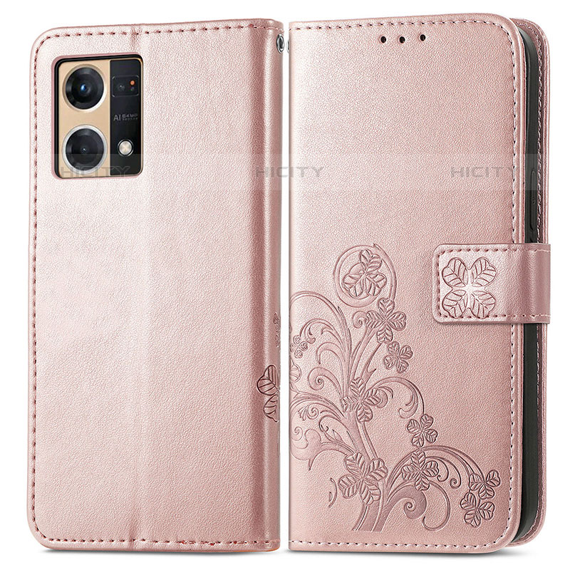 Funda de Cuero Cartera con Soporte Flores Carcasa para Oppo Reno8 4G