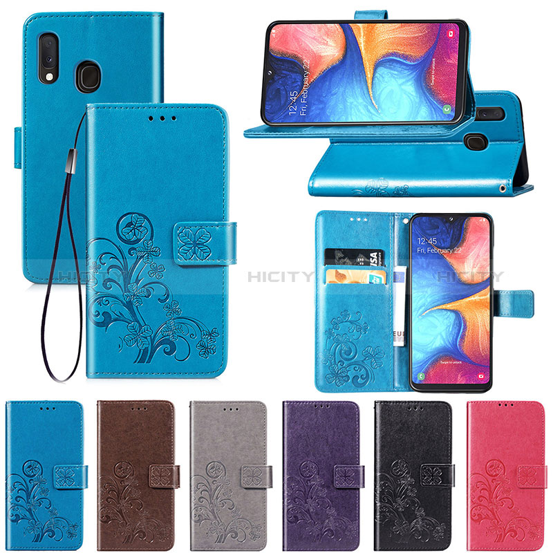 Funda de Cuero Cartera con Soporte Flores Carcasa para Samsung Galaxy A20e