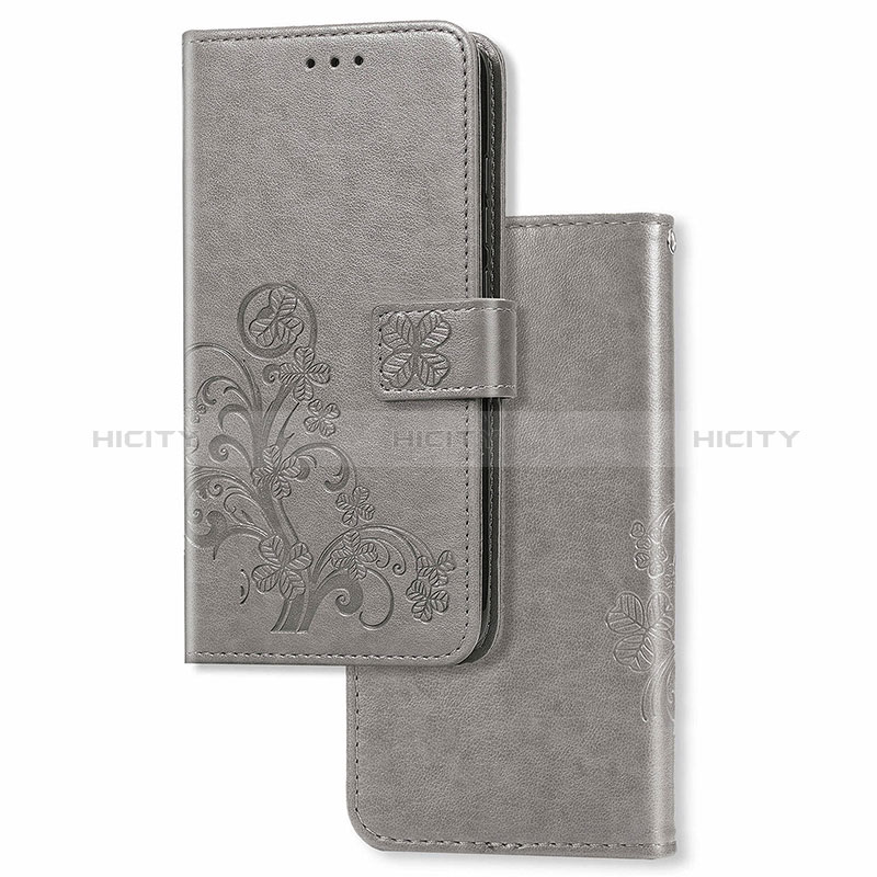 Funda de Cuero Cartera con Soporte Flores Carcasa para Samsung Galaxy A81 Gris