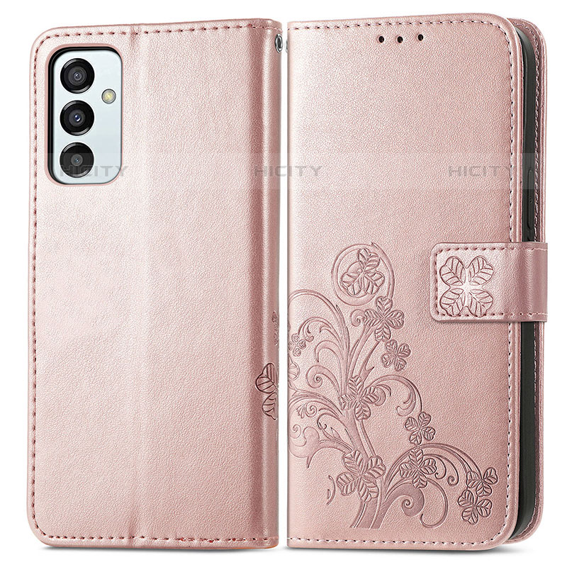 Funda de Cuero Cartera con Soporte Flores Carcasa para Samsung Galaxy M23 5G Rosa