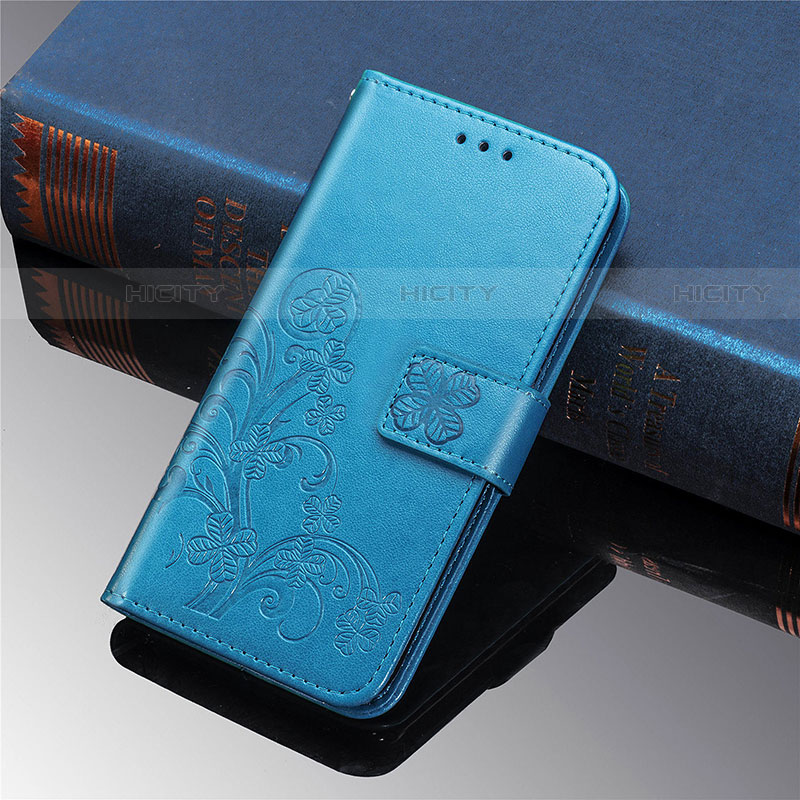 Funda de Cuero Cartera con Soporte Flores Carcasa para Samsung Galaxy S22 5G Azul
