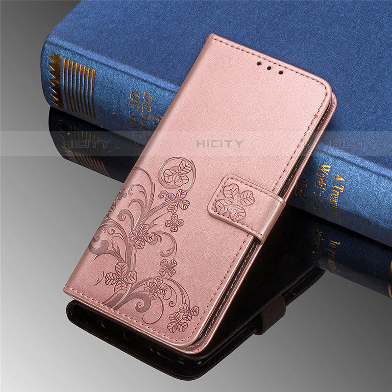 Funda de Cuero Cartera con Soporte Flores Carcasa para Samsung Galaxy S22 5G Rosa