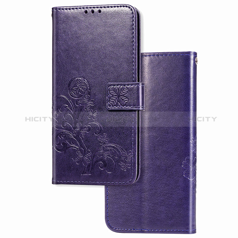 Funda de Cuero Cartera con Soporte Flores Carcasa para Samsung Galaxy Z Fold2 5G Morado