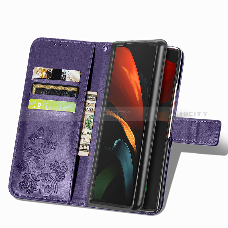 Funda de Cuero Cartera con Soporte Flores Carcasa para Samsung Galaxy Z Fold3 5G