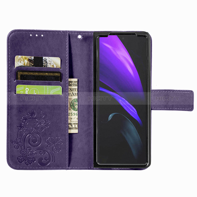 Funda de Cuero Cartera con Soporte Flores Carcasa para Samsung Galaxy Z Fold3 5G