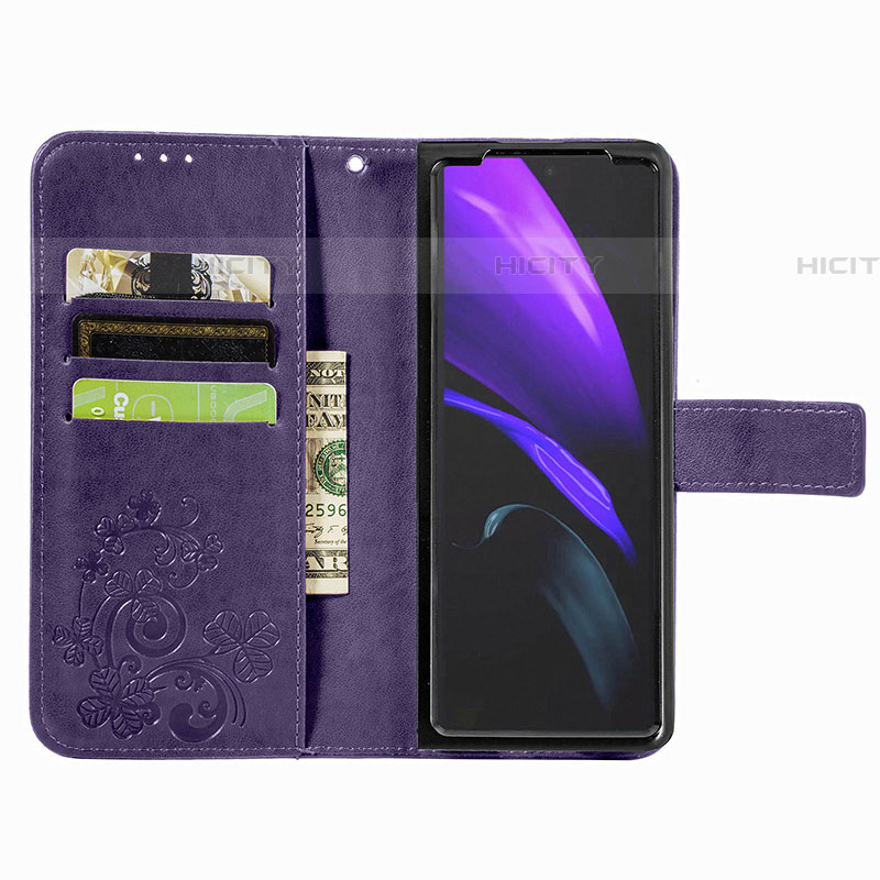 Funda de Cuero Cartera con Soporte Flores Carcasa para Samsung Galaxy Z Fold4 5G