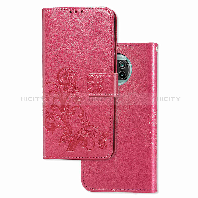Funda de Cuero Cartera con Soporte Flores Carcasa para Xiaomi Mi 10T Lite 5G Rojo