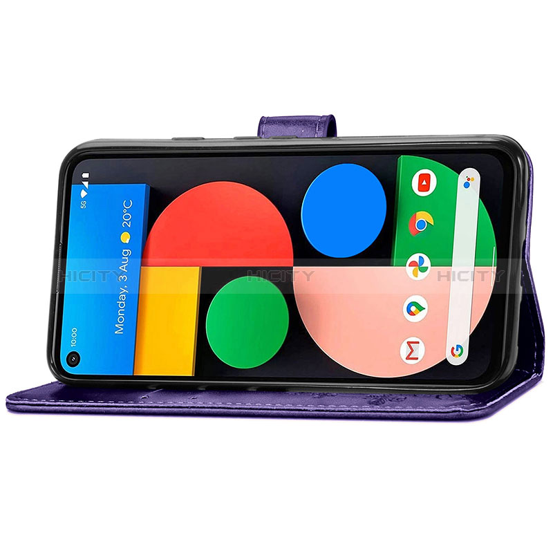 Funda de Cuero Cartera con Soporte Flores Carcasa S03D para Google Pixel 4a 5G