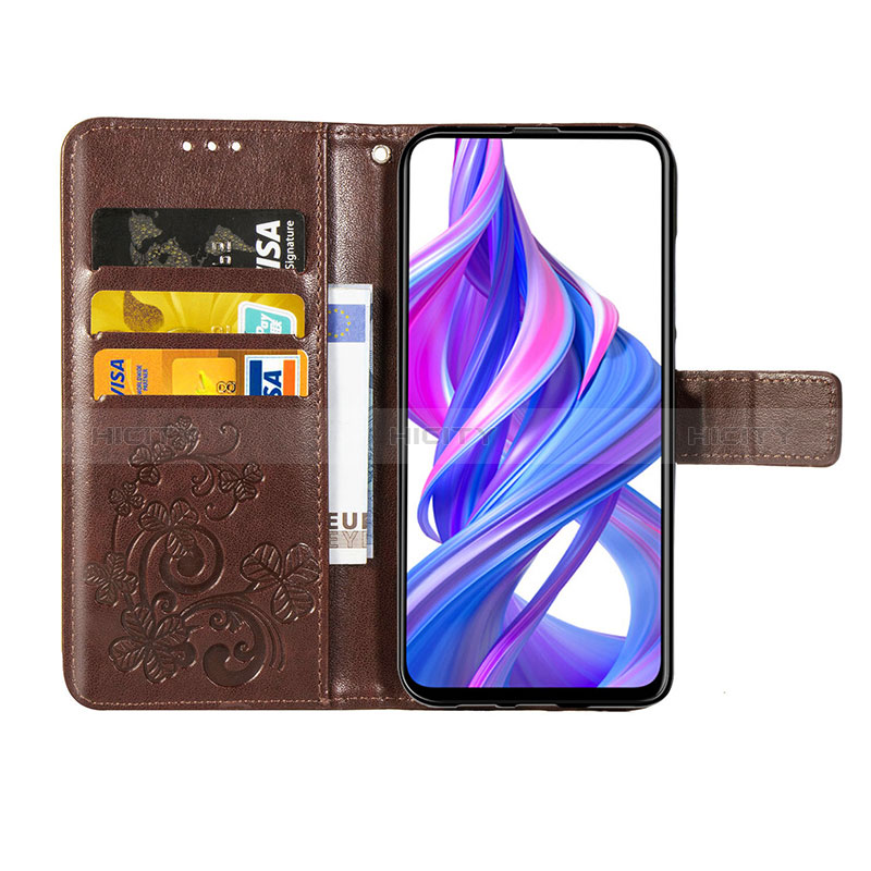 Funda de Cuero Cartera con Soporte Flores Carcasa S03D para Huawei Honor 9X