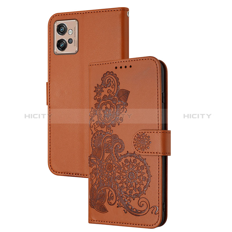 Funda de Cuero Cartera con Soporte Flores Carcasa Y01X para Motorola Moto G32