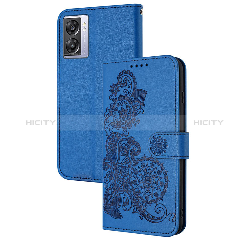 Funda de Cuero Cartera con Soporte Flores Carcasa Y01X para Oppo A57 5G