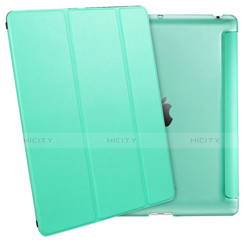 Funda de Cuero Cartera con Soporte L01 para Apple iPad 2 Verde