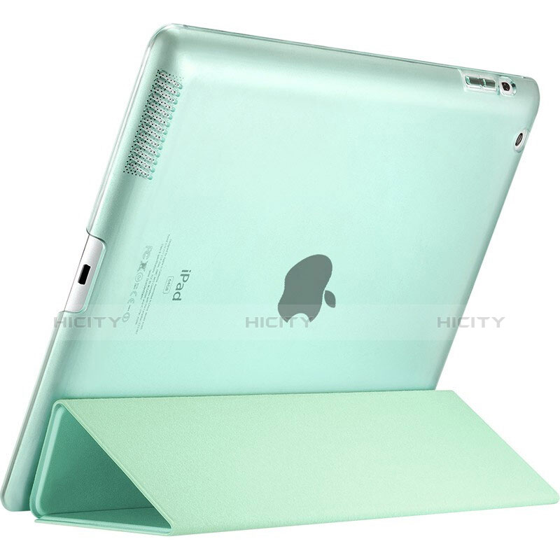 Funda de Cuero Cartera con Soporte L01 para Apple iPad 2 Verde