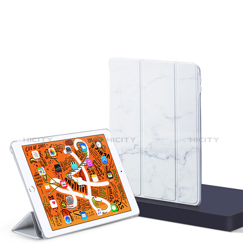 Funda de Cuero Cartera con Soporte L01 para Apple iPad Mini 5 (2019) Blanco