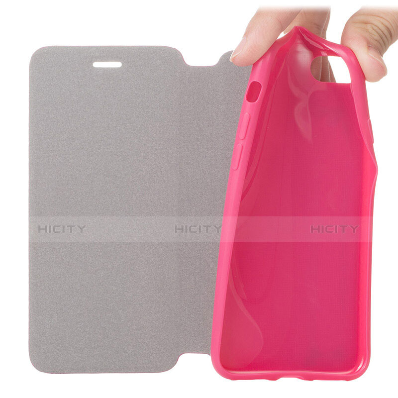 Funda de Cuero Cartera con Soporte L01 para Apple iPhone 8 Rosa Roja