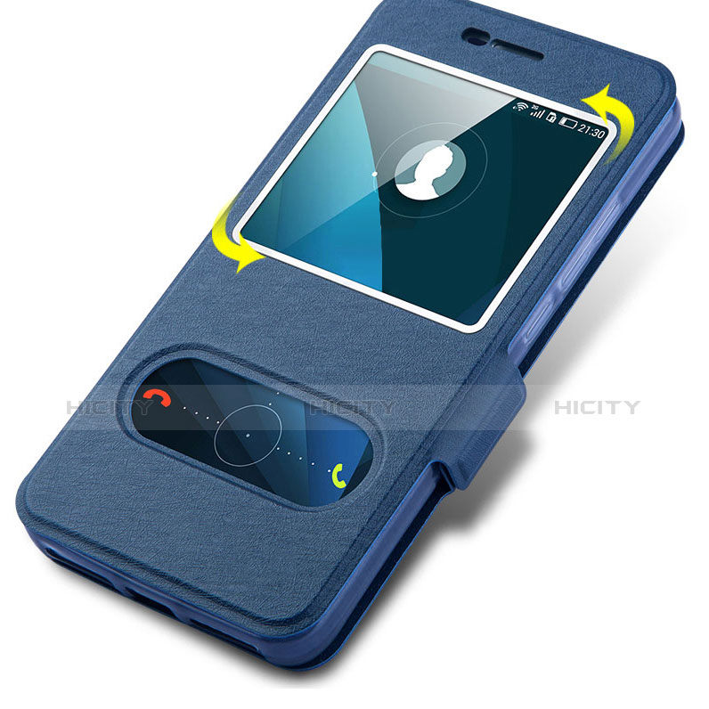 Funda de Cuero Cartera con Soporte L01 para Huawei Enjoy 5 Azul