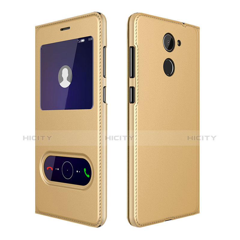 Funda de Cuero Cartera con Soporte L01 para Huawei Enjoy 7 Plus Oro