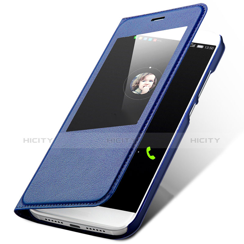 Funda de Cuero Cartera con Soporte L01 para Huawei G8 Azul