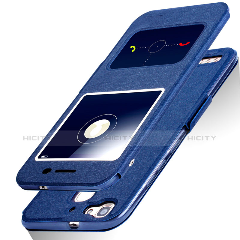 Funda de Cuero Cartera con Soporte L01 para Huawei G8 Mini Azul