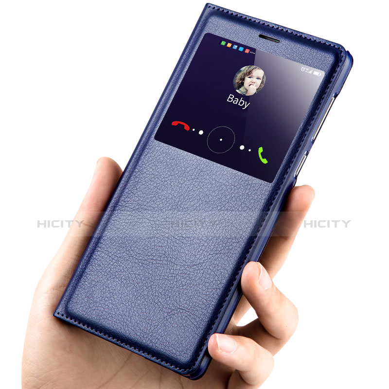 Funda de Cuero Cartera con Soporte L01 para Huawei GR5 (2017) Azul