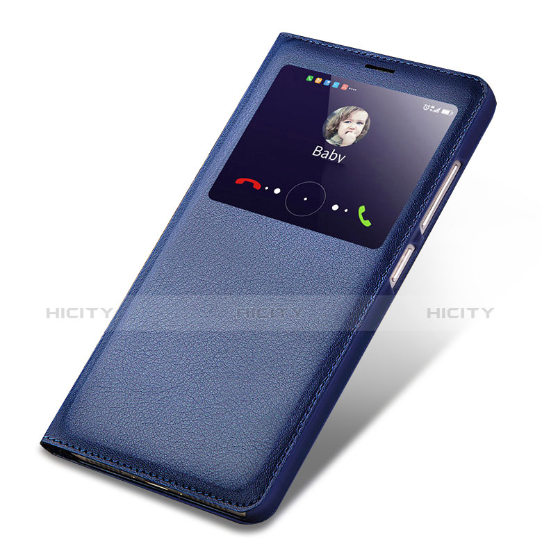 Funda de Cuero Cartera con Soporte L01 para Huawei Honor 6X Pro Azul