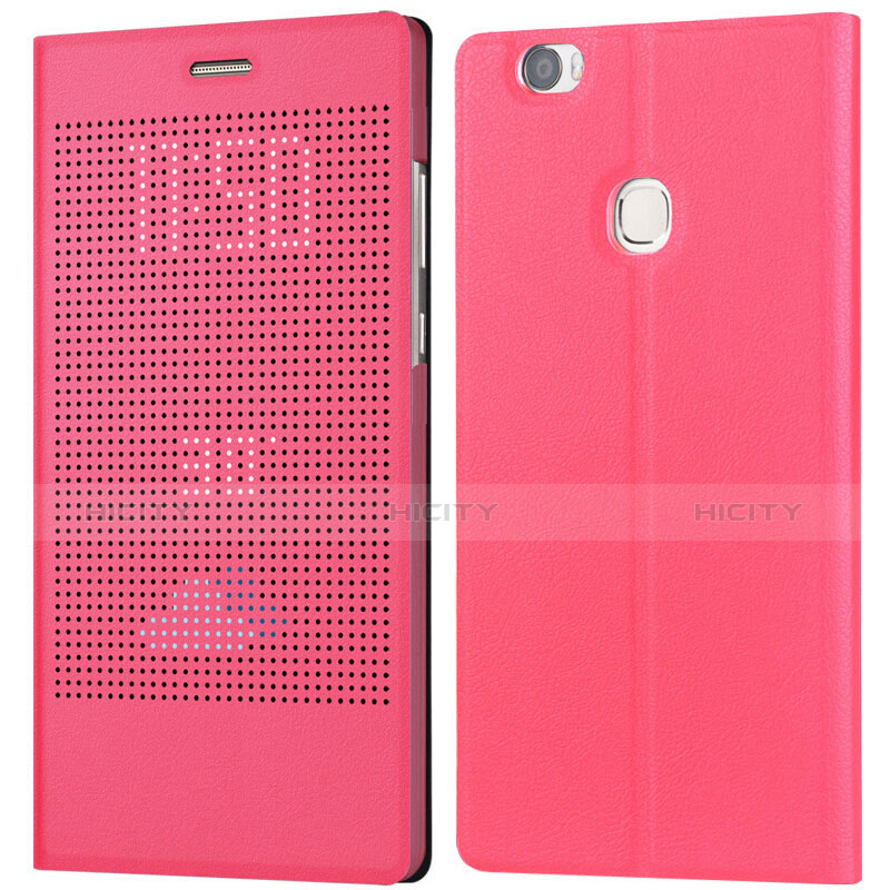 Funda de Cuero Cartera con Soporte L01 para Huawei Honor Note 8 Rosa Roja
