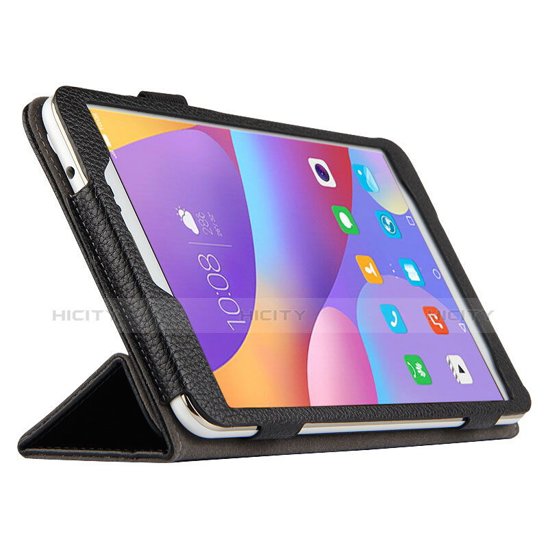 Funda de Cuero Cartera con Soporte L01 para Huawei Honor Pad 2 Negro