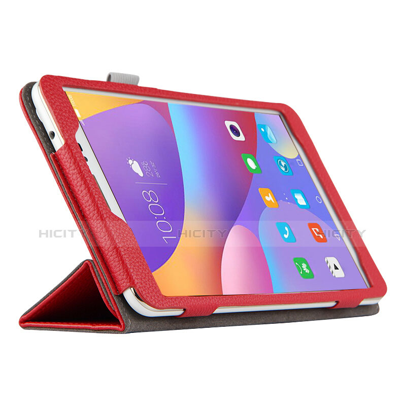 Funda de Cuero Cartera con Soporte L01 para Huawei Honor Pad 2 Rojo