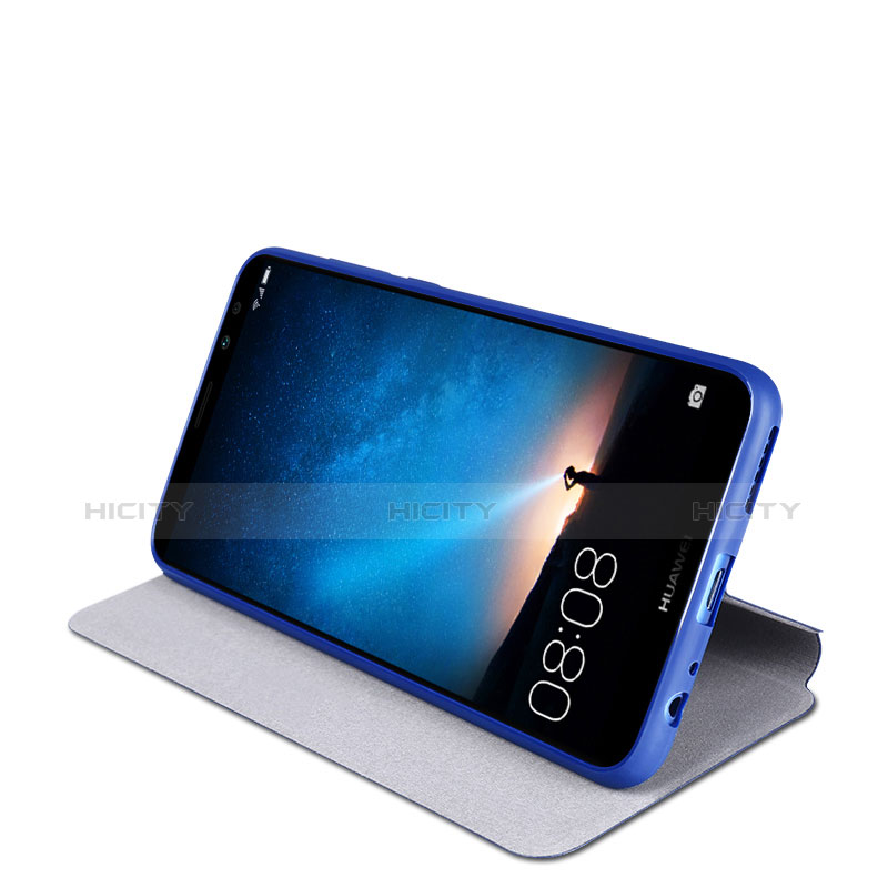 Funda de Cuero Cartera con Soporte L01 para Huawei Mate 10 Lite Azul