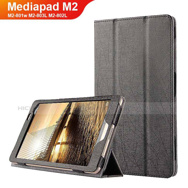 Funda de Cuero Cartera con Soporte L01 para Huawei Mediapad M2 8 M2-801w M2-803L M2-802L Negro