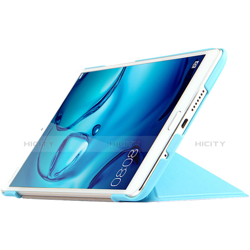 Funda de Cuero Cartera con Soporte L01 para Huawei MediaPad M3 Azul