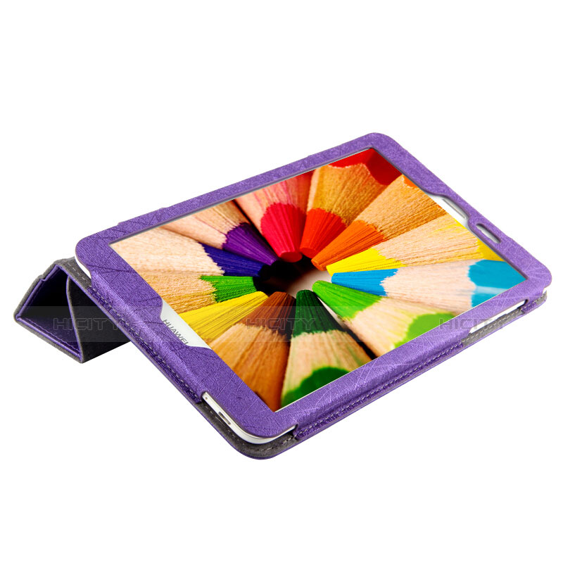 Funda de Cuero Cartera con Soporte L01 para Huawei Mediapad T2 7.0 BGO-DL09 BGO-L03 Morado