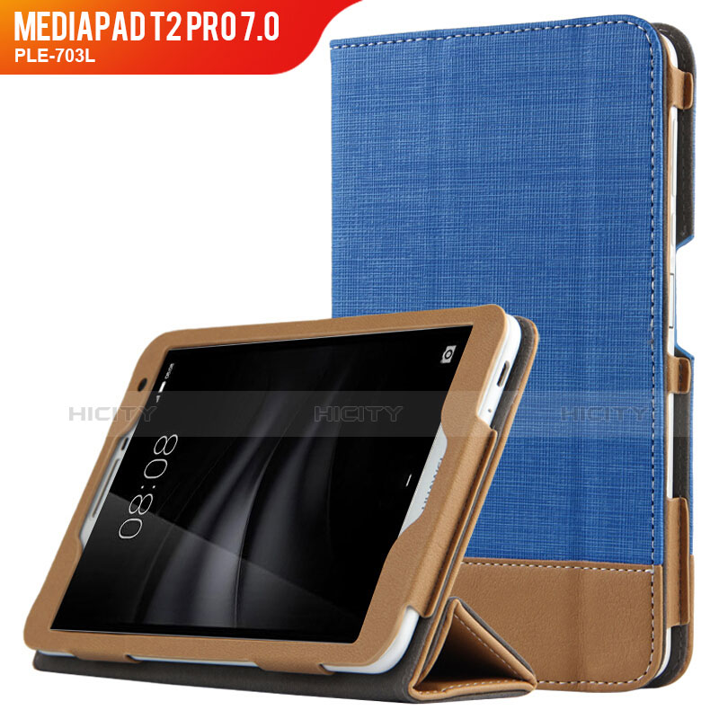 Funda de Cuero Cartera con Soporte L01 para Huawei MediaPad T2 Pro 7.0 PLE-703L Azul