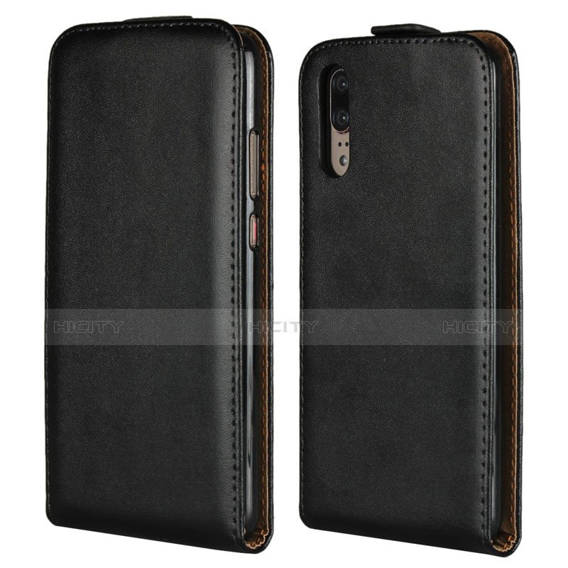 Funda de Cuero Cartera con Soporte L01 para Huawei P20 Negro