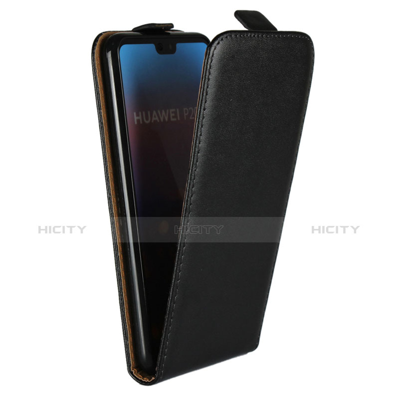 Funda de Cuero Cartera con Soporte L01 para Huawei P20 Negro