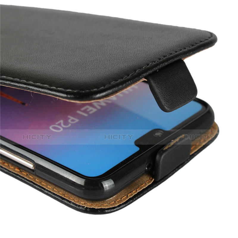 Funda de Cuero Cartera con Soporte L01 para Huawei P20 Negro