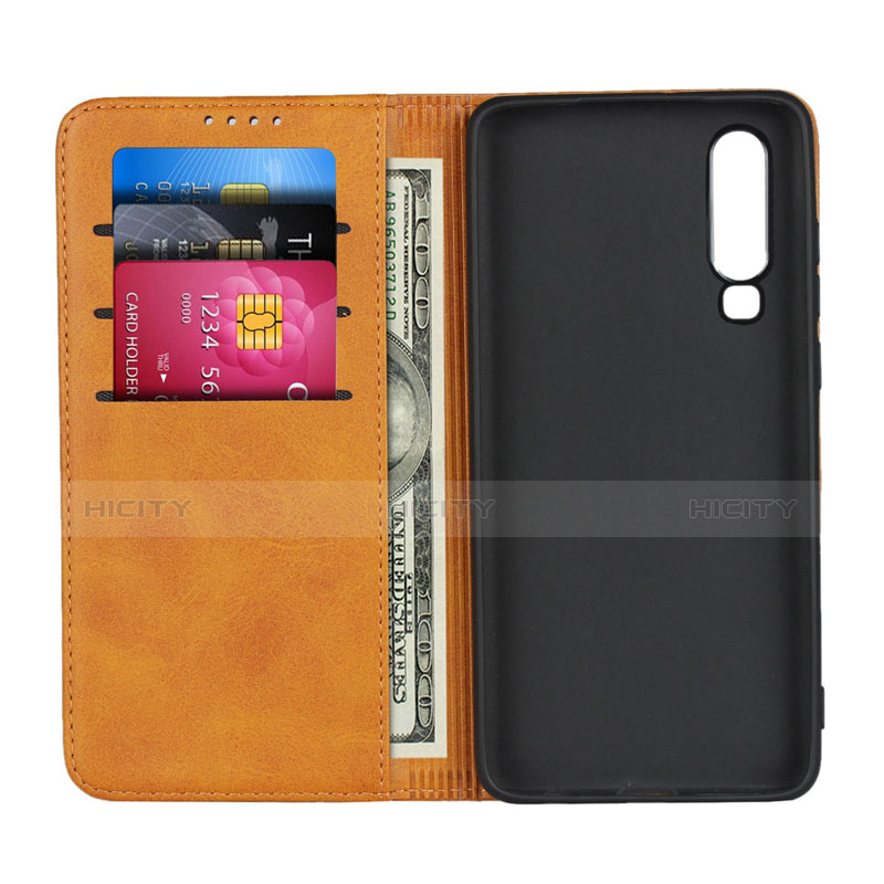 Funda de Cuero Cartera con Soporte L01 para Huawei P30 Naranja